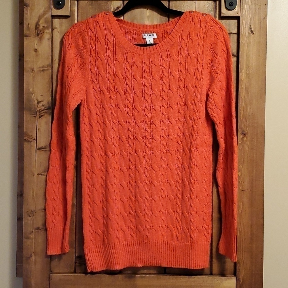 Old Navy Red Cable Knit Cotton Sweater Medium